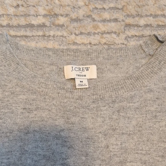 J. Crew Women's Cotton-Wool Blend Teddie Sweater In Heather Grey - Picture 4 of 5